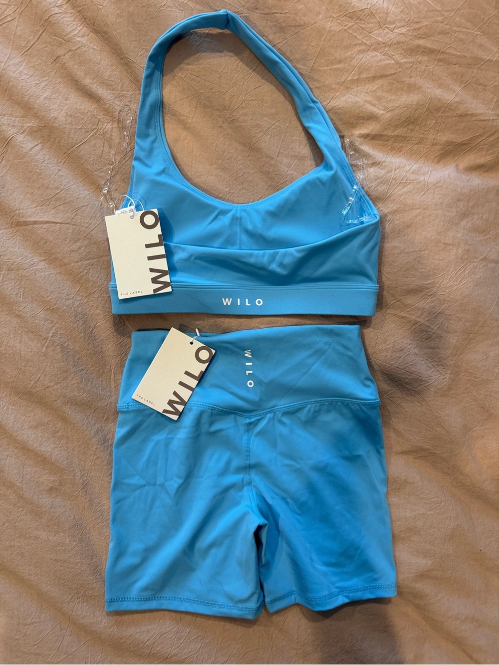 NWT - WILO Bright Blue Sports Bra & High-Waist Shorts Set